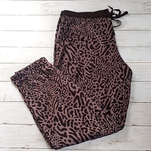 Velvety Zebra Jogger Lounge Sleep Pants Size L - Picture 1 of 6